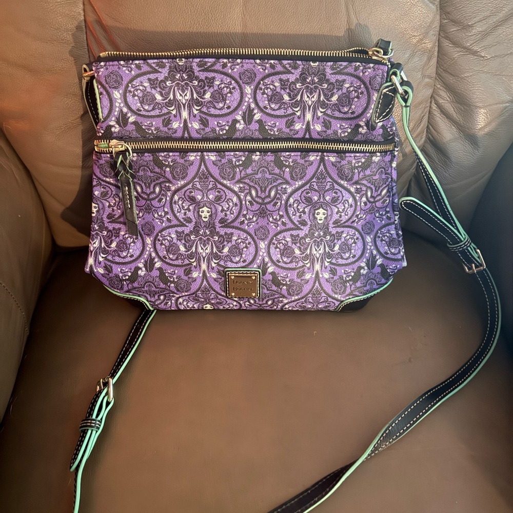Dooney & Bourke Purple and Black haunted mansion Crossbody Bag
